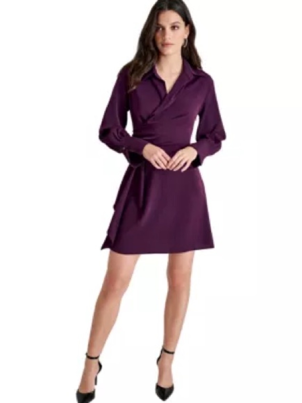 DKNY RAI Women's Purple Long-Sleeve Wrap SHEATH Dress SIZE 4